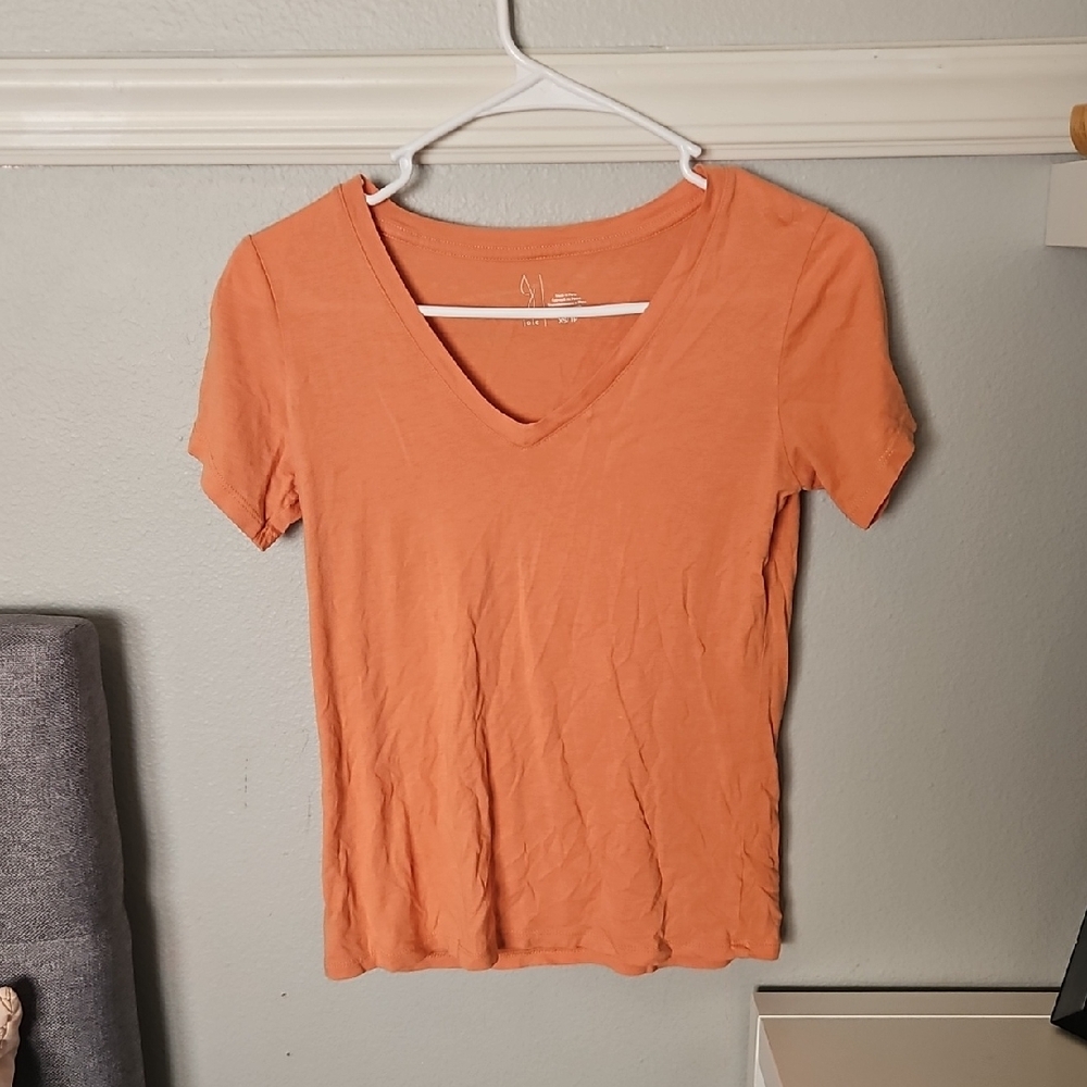Joie Vibrant Orange V-Neck Tee
